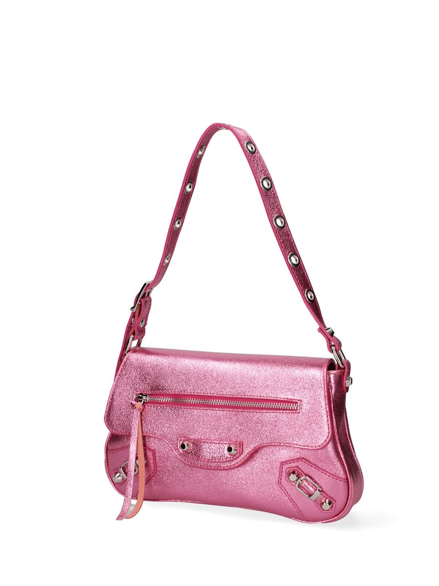 Metallic-Baguette-Tasche im Moto-Stil