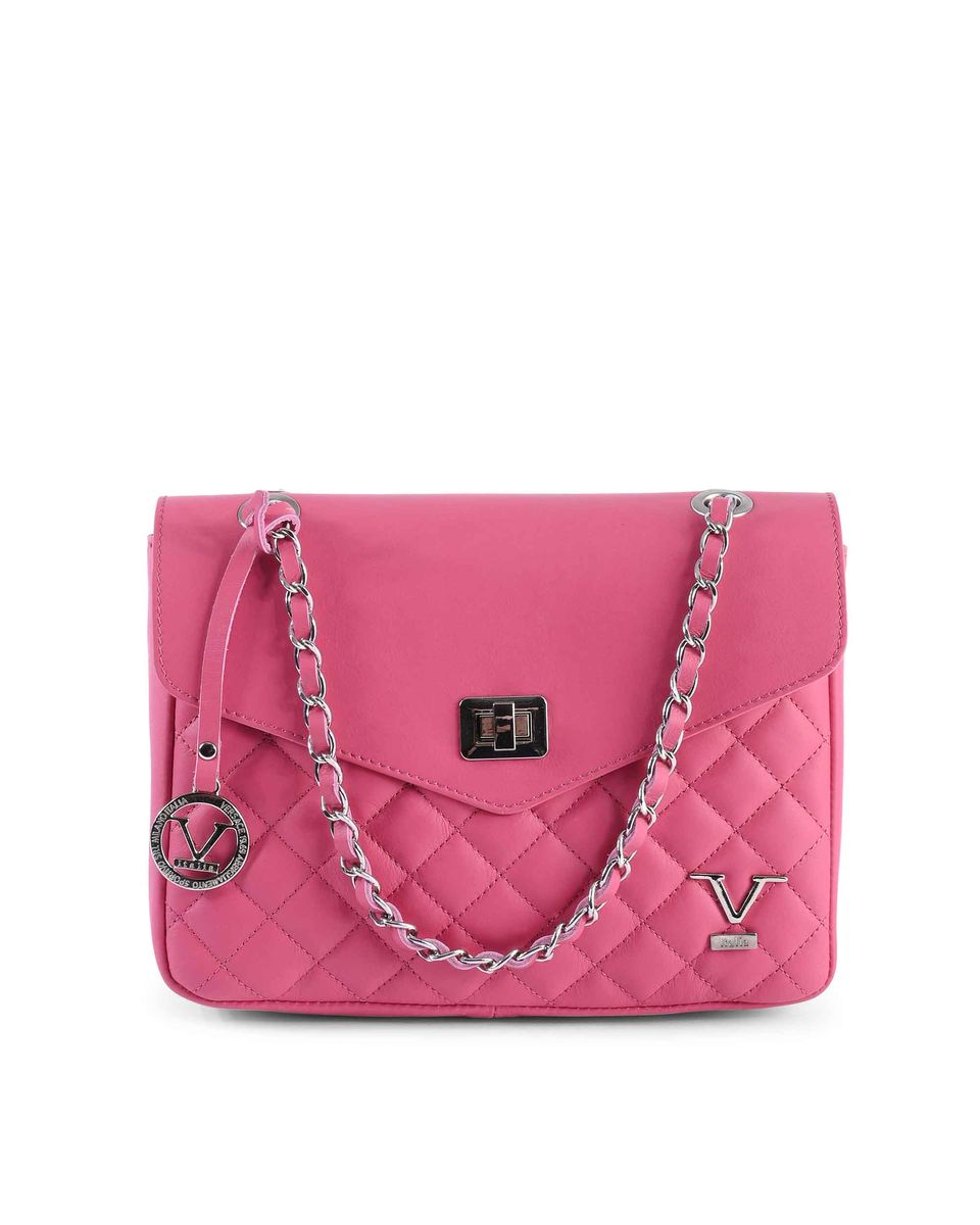Gesteppte Leder-Schultertasche mit Klappe