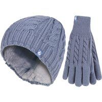 Zopfstrick Thermomütze und Handschuh Set