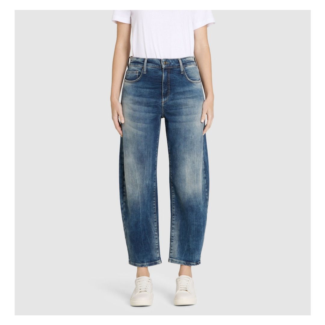 Hoch geschnittene Barrel-Leg-Jeans