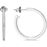 Elegante Silbercreolen mit Zirkonia-Besatz