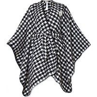 Gegürteter Poncho mit Hahnentritt-Muster