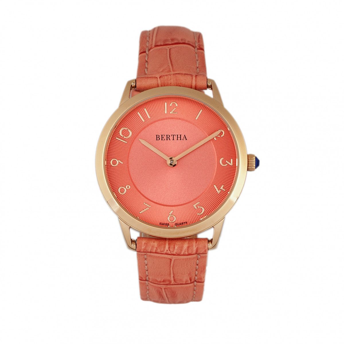 Elegante Lederuhr mit strukturiertem Zifferblatt