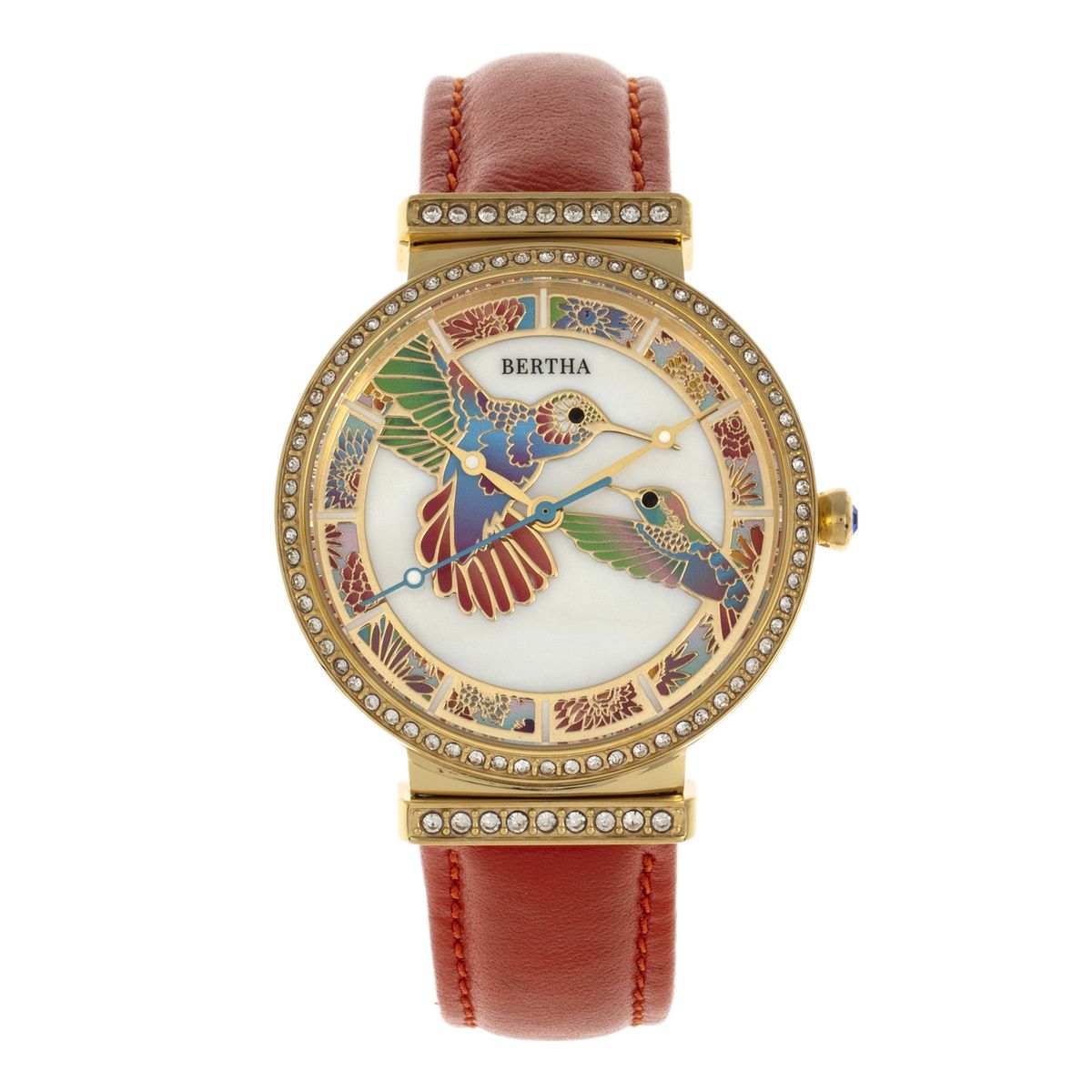 Kolibri Perlmutt Lederarmbanduhr