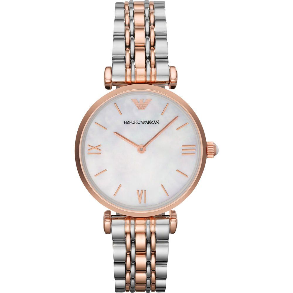 Elegante zweifarbige Perlmutt-Uhr