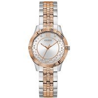 Elegante Zweifarbige Armbanduhr mit Kristallen
