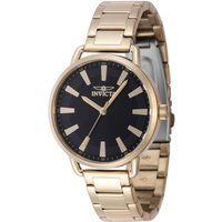 Minimalistische goldfarbene Armbanduhr mit schwarzem Zifferblatt