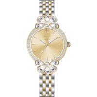 Armbanduhr mit Kristallbesatz und Blumendetails
