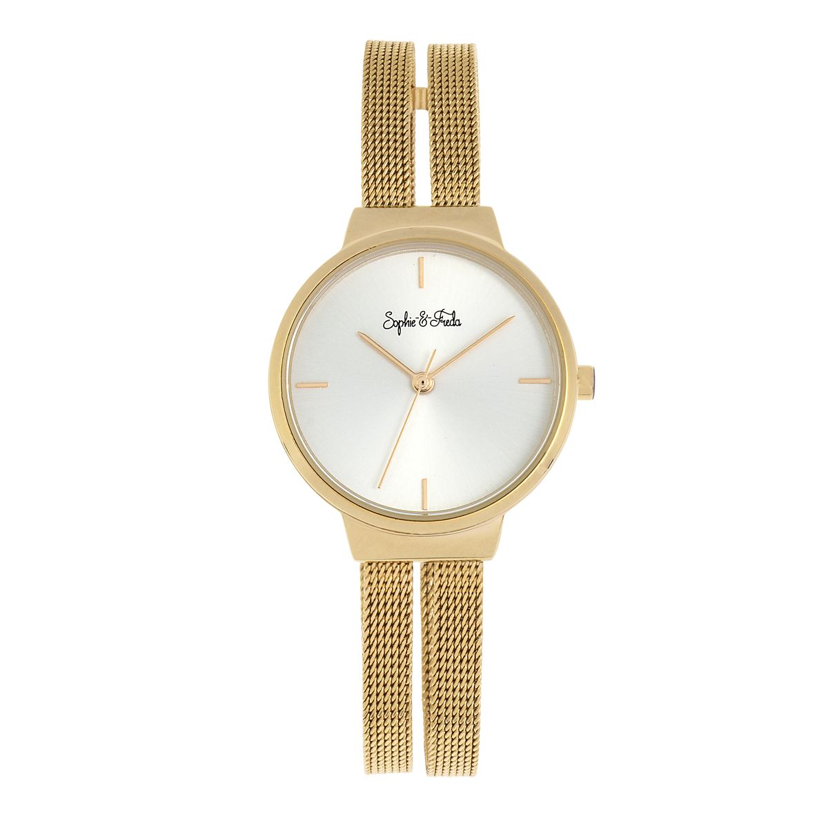 Minimalistische goldfarbene Doppel-Mesh-Uhr