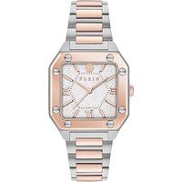 Elegante eckige Bicolor-Armbanduhr