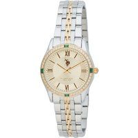 Elegante zweifarbige Armbanduhr mit Kristallen