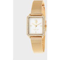Elegante quadratische Mesh-Uhr mit Kristallen