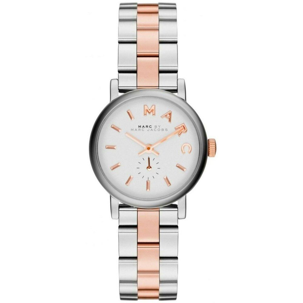 Zweifarbige Armbanduhr mit Logo-Zifferblatt