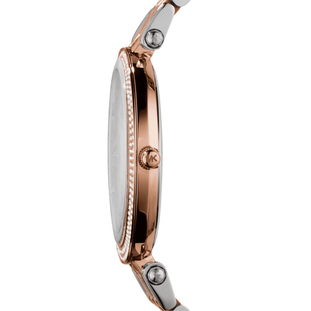 Dreifarbige Armbanduhr mit Kristallbesatz