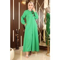 Bestickte Langarm-Maxi-Abaya