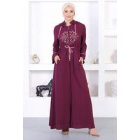 Bestickte Kapuzen-Abaya mit Tunnelzug