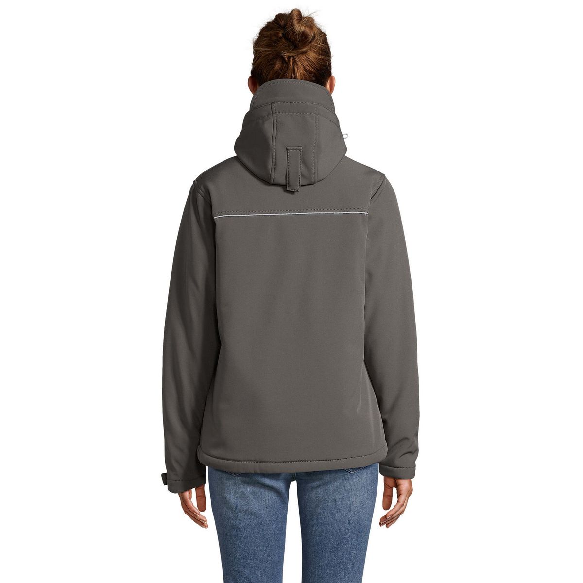 Wattierte Softshelljacke mit Kapuze