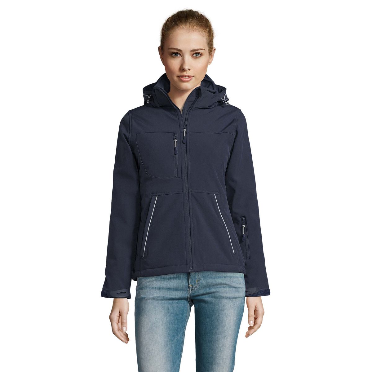 Wattierte Softshell-Jacke mit Kapuze