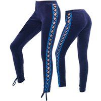 Geschnürte Velours-Leggings mit hoher Taille