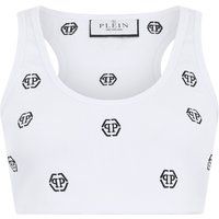 Geripptes Crop-Top mit Monogramm