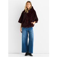 Kapuzenjacke aus Kunstfell mit Chevronmuster