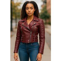 Kurze Brando Bikerjacke aus Leder