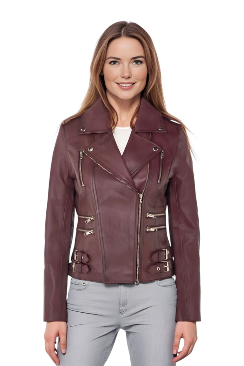 Asymmetrische Leder-Bikerjacke