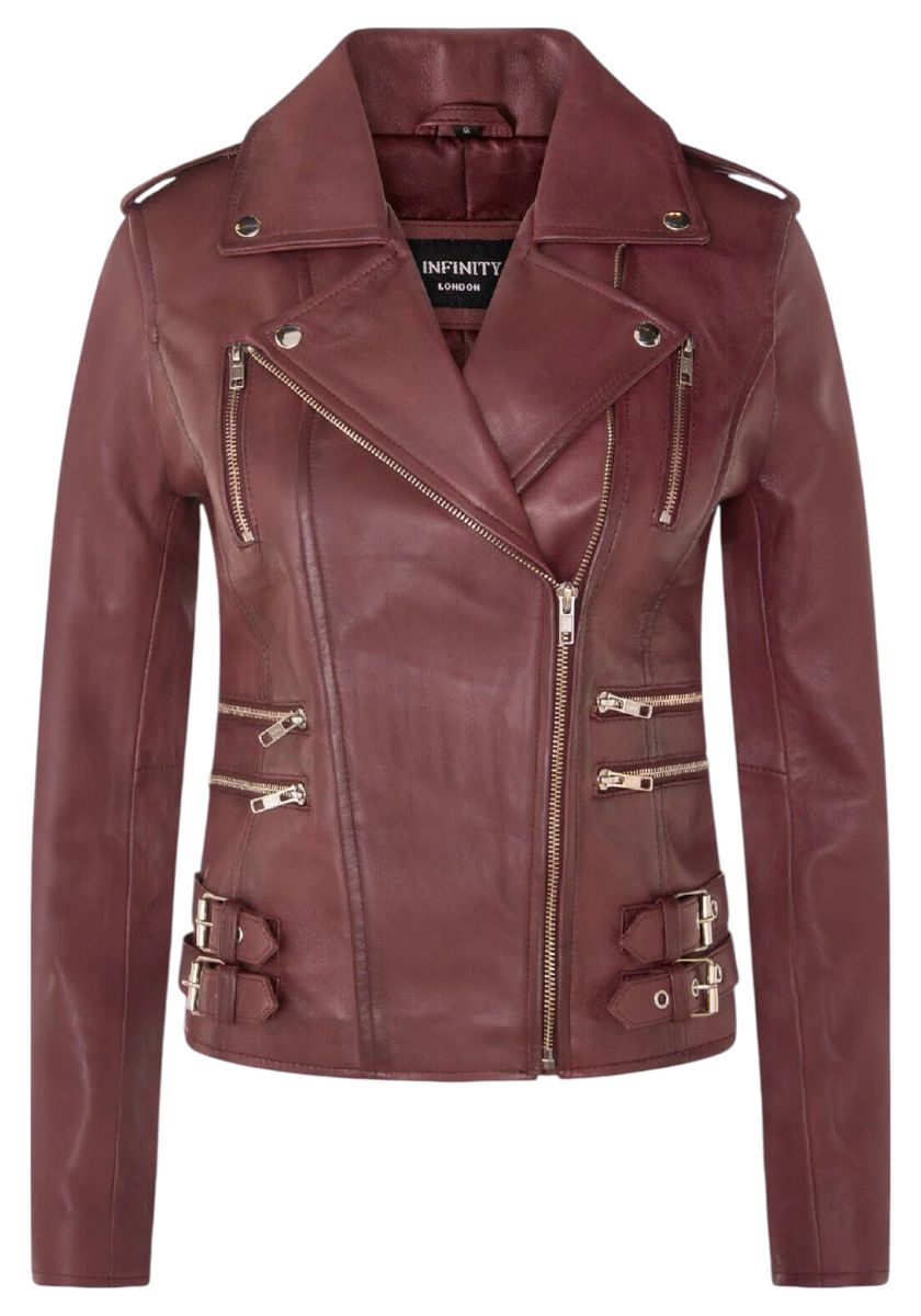 Asymmetrische Leder-Bikerjacke