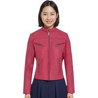 Schmal geschnittene Nappa-Leder Bikerjacke