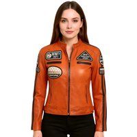 Leder-Bikerjacke im Racing-Stil