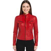 Schmal geschnittene Nappa-Leder Bikerjacke