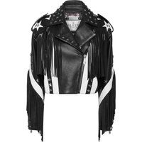 Lederjacke mit Fransen und Sternen