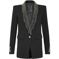 Blazer aus Viskose-Crêpe mit Nietenrevers