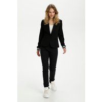 Einknopf-Blazer mit gestreiften Manschetten