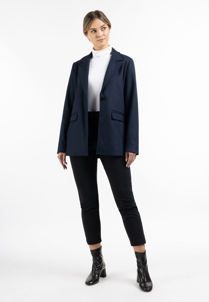 Einreihige lange Jacke mit Wollanteil