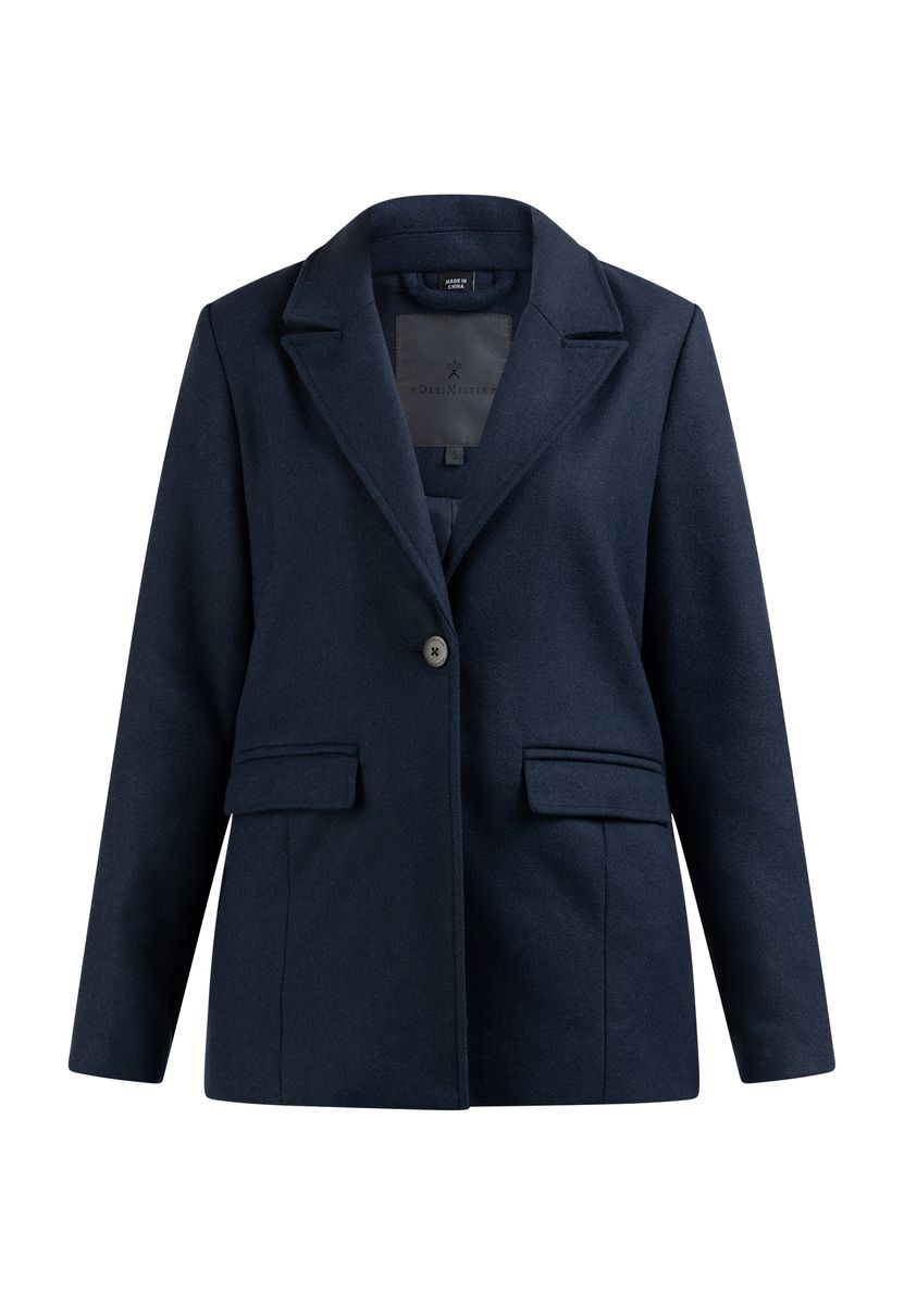 Einreihige lange Jacke mit Wollanteil