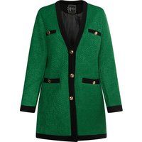 Bouclé-Blazer mit Kontrastbesatz