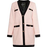 Longline-Bouclé-Blazer mit Kontrastpaspelierung