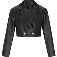 Kurzer zweireihiger Blazer aus Kunstleder