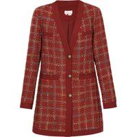 Langer Bouclé-Blazer im Karodesign