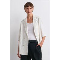 Langer Nadelstreifen-Blazer mit Schalkragen