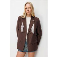 Zweireihiger Blazer mit Schal-Detail