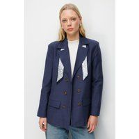 Zweireihiger Blazer mit Schal-Detail