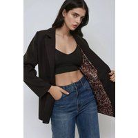 Taillierter Blazer mit Leopardenfutter