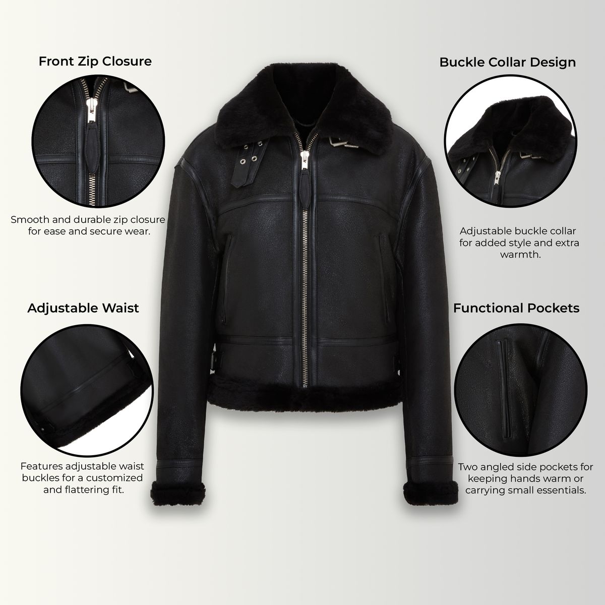 Klassische B3 Lammfell-Bomberjacke