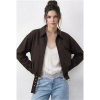 Übergroße Jeans-Bomberjacke mit Gürtel