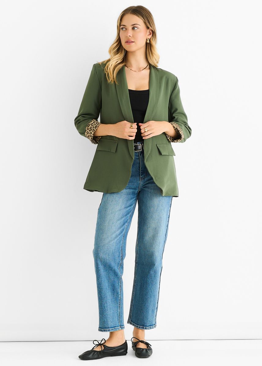 Blazer mit Animal-Print Manschetten