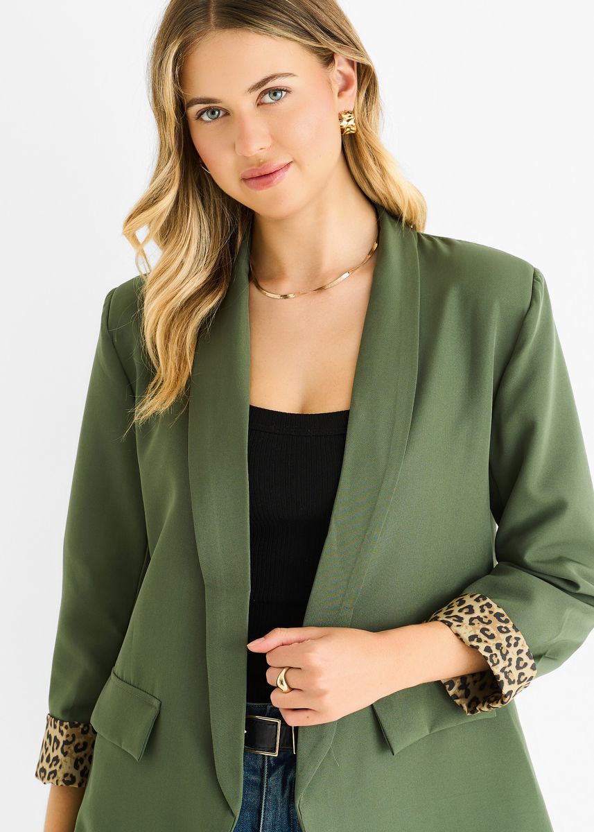 Blazer mit Animal-Print Manschetten