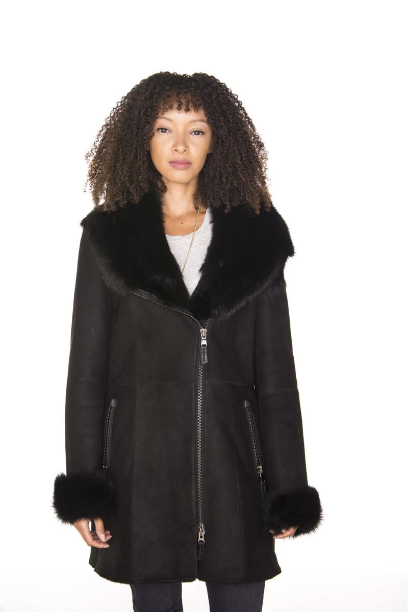 Wildleder Merino Lammfellmantel