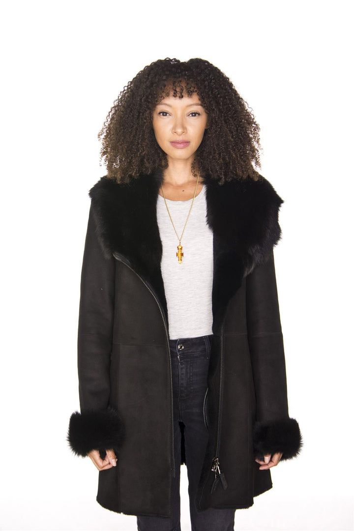 Wildleder Merino Lammfellmantel